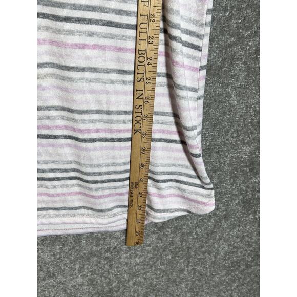 Laura Ashley Super Soft Striped BE HAPPY Sleep Shirt Womens Size Large Pink Gray - Picture 5 of 6